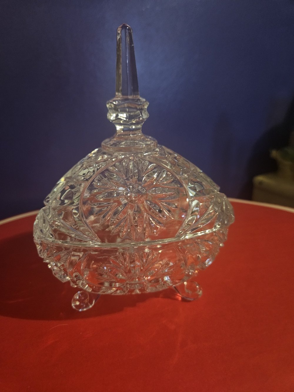 Cut Glass Covered Candy Dish - Clear Crystal Design